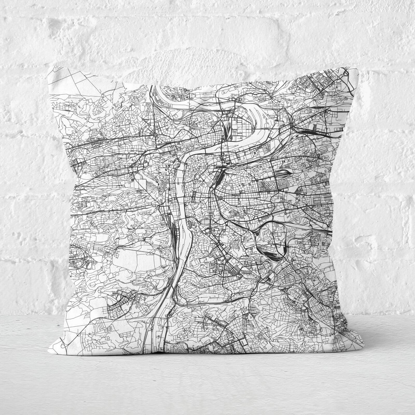 Prague City Map Square Cushion - 60x60cm - Soft Touch