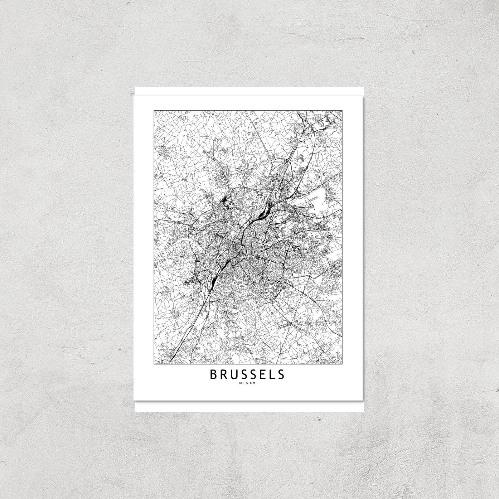 Brussels Light City Map Giclee Art Print - A4 - Print Only