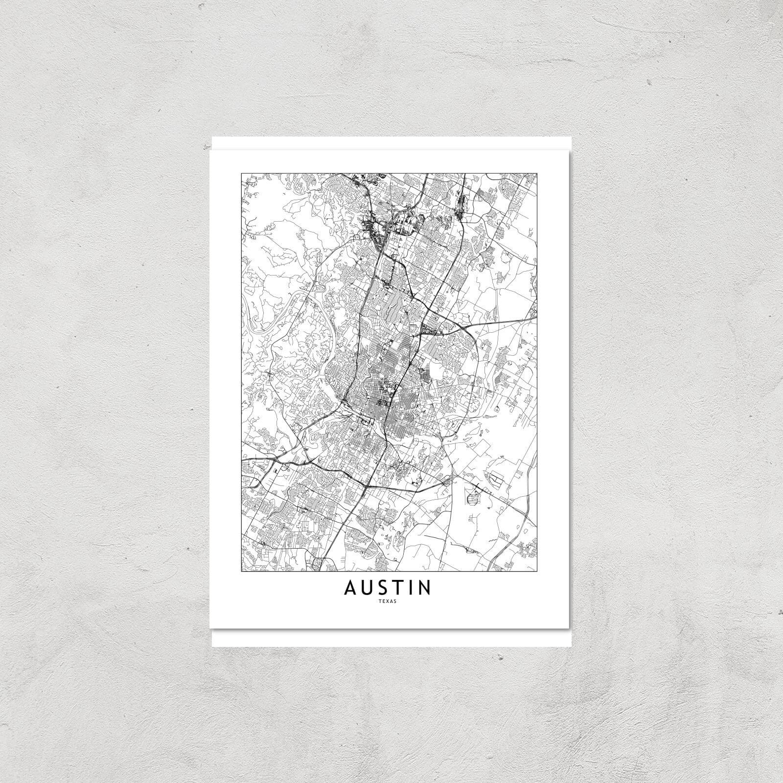 Austin Light City Map Giclee Art Print - A2 - Print Only