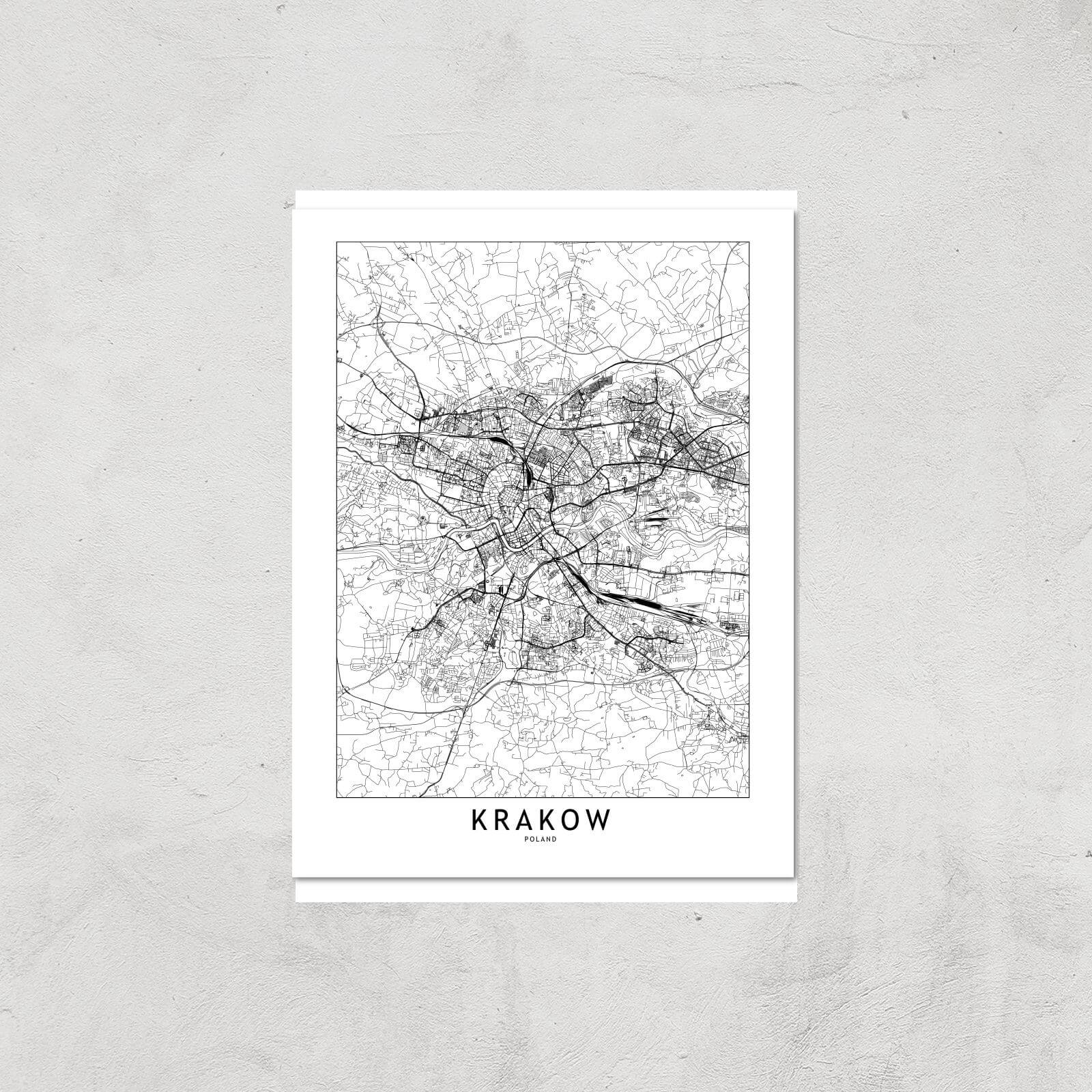 Krakow Light City Map Giclee Art Print - A4 - Print Only