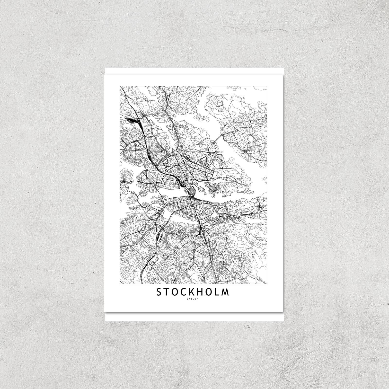 Stockholm Light City Map Giclee Art Print - A4 - Print Only