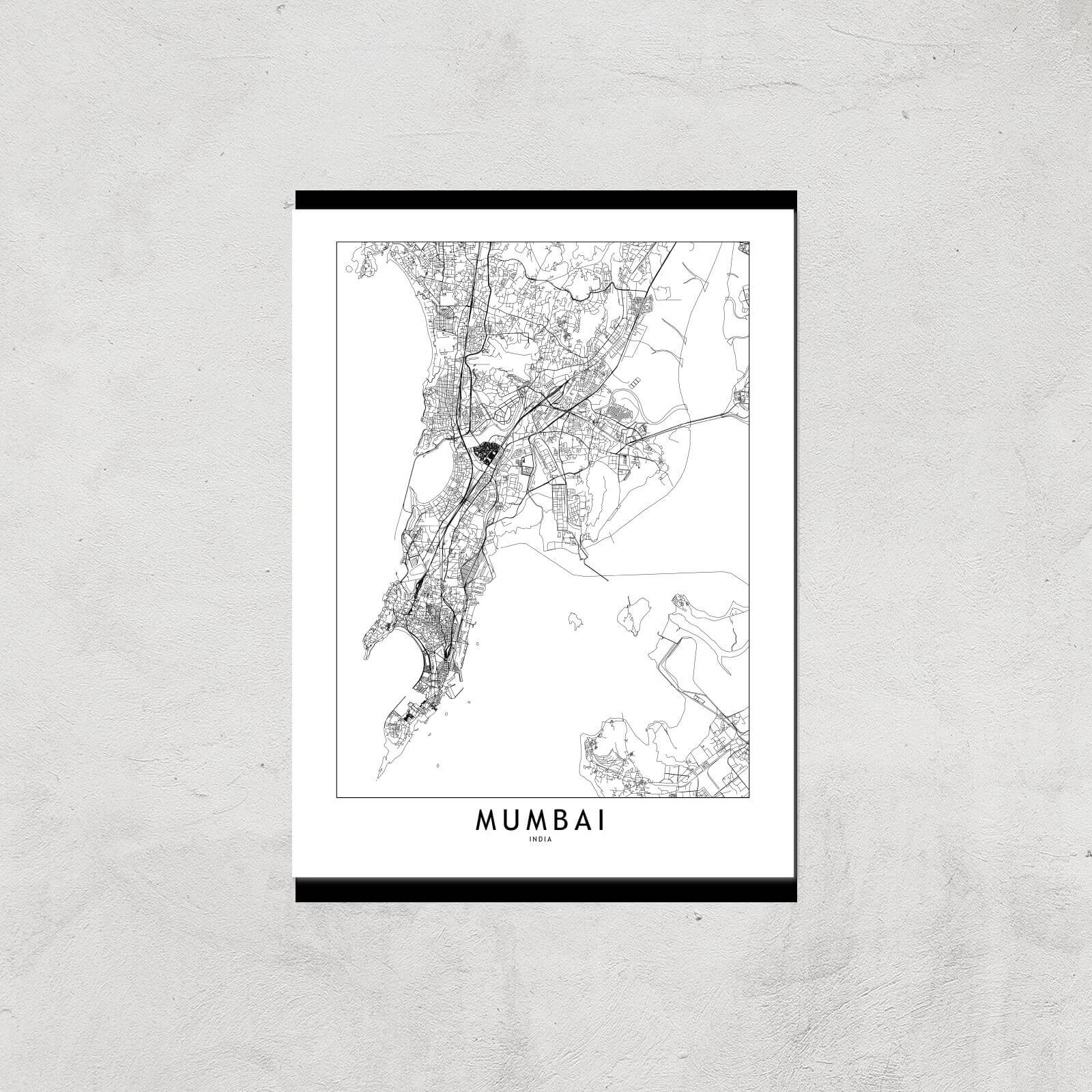 Mumbai Light City Map Giclee Art Print - A4 - Print Only