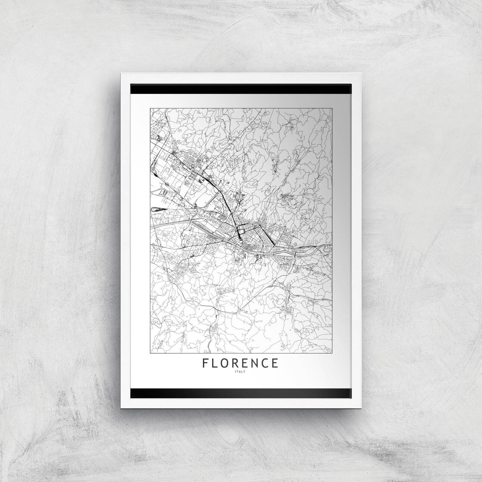 Florence Light City Map Giclee Art Print - A2 - White Frame