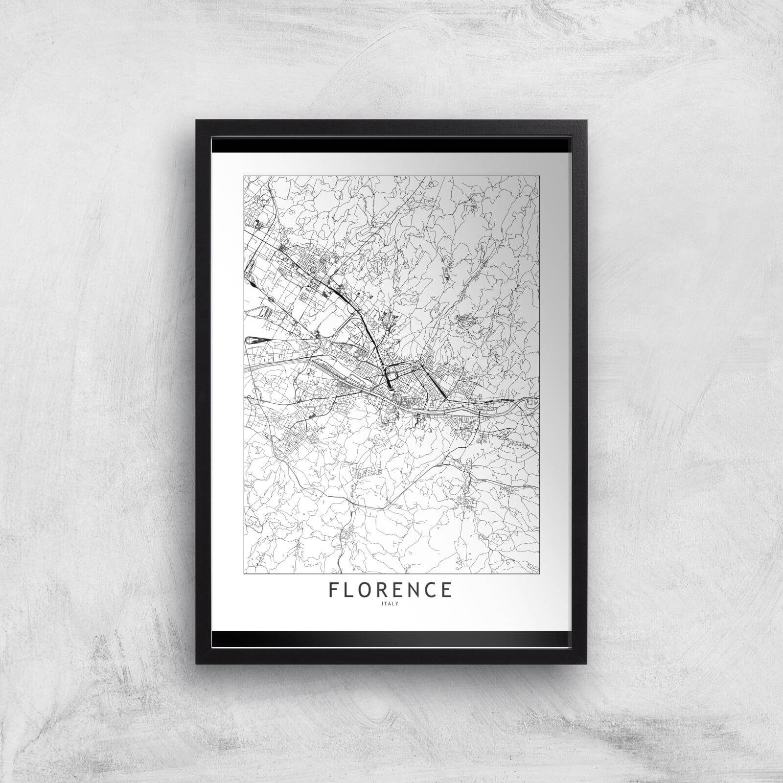 Florence Light City Map Giclee Art Print - A2 - Black Frame
