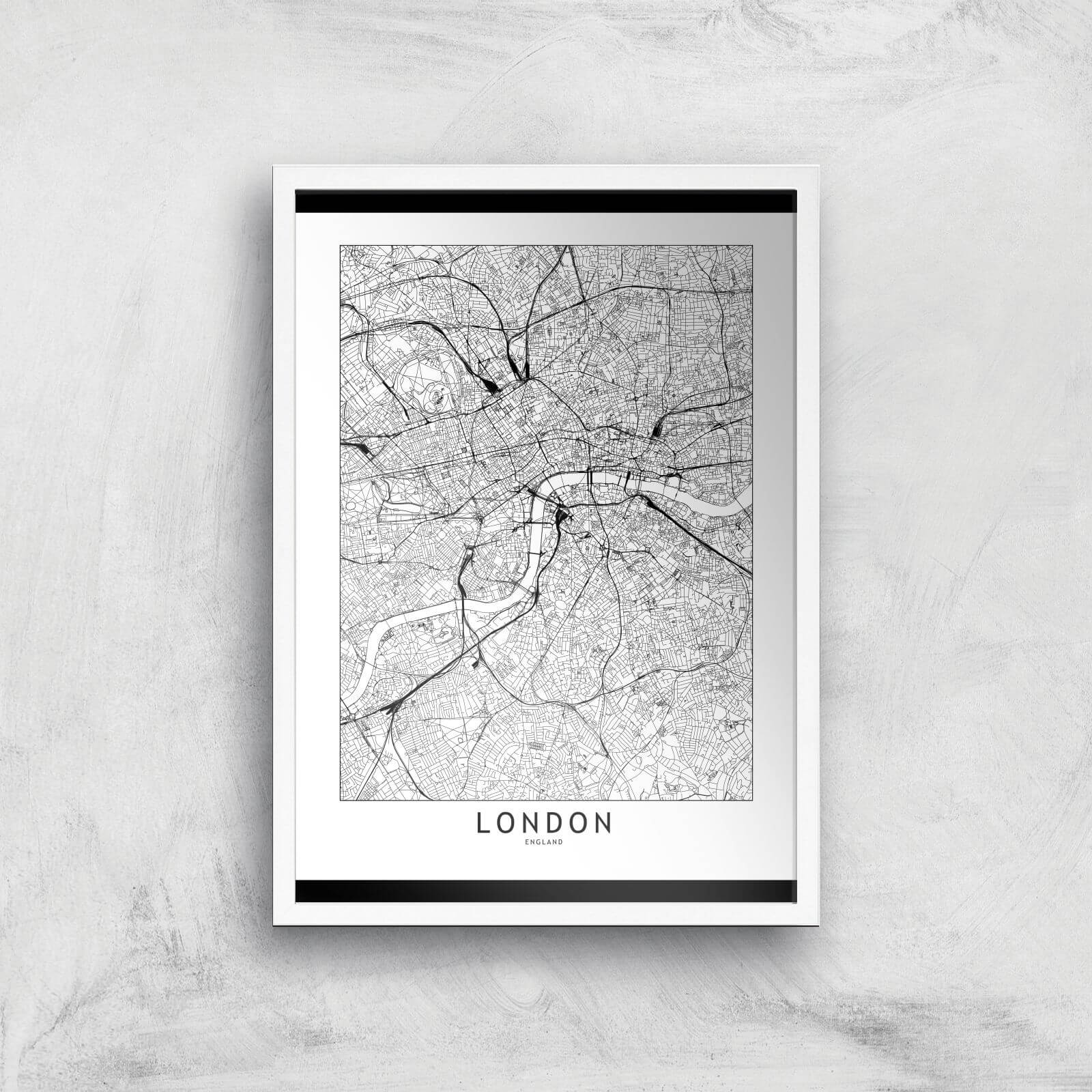 London Light City Map Giclee Art Print - A3 - White Frame