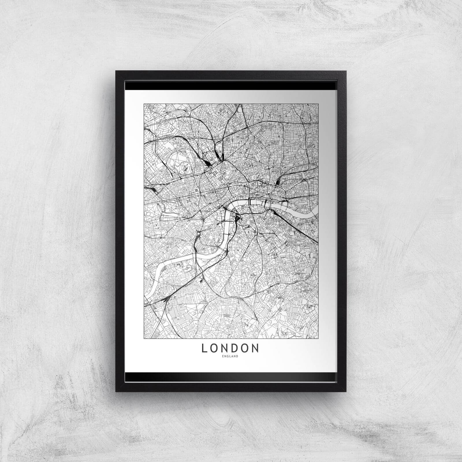 London Light City Map Giclee Art Print - A2 - Black Frame