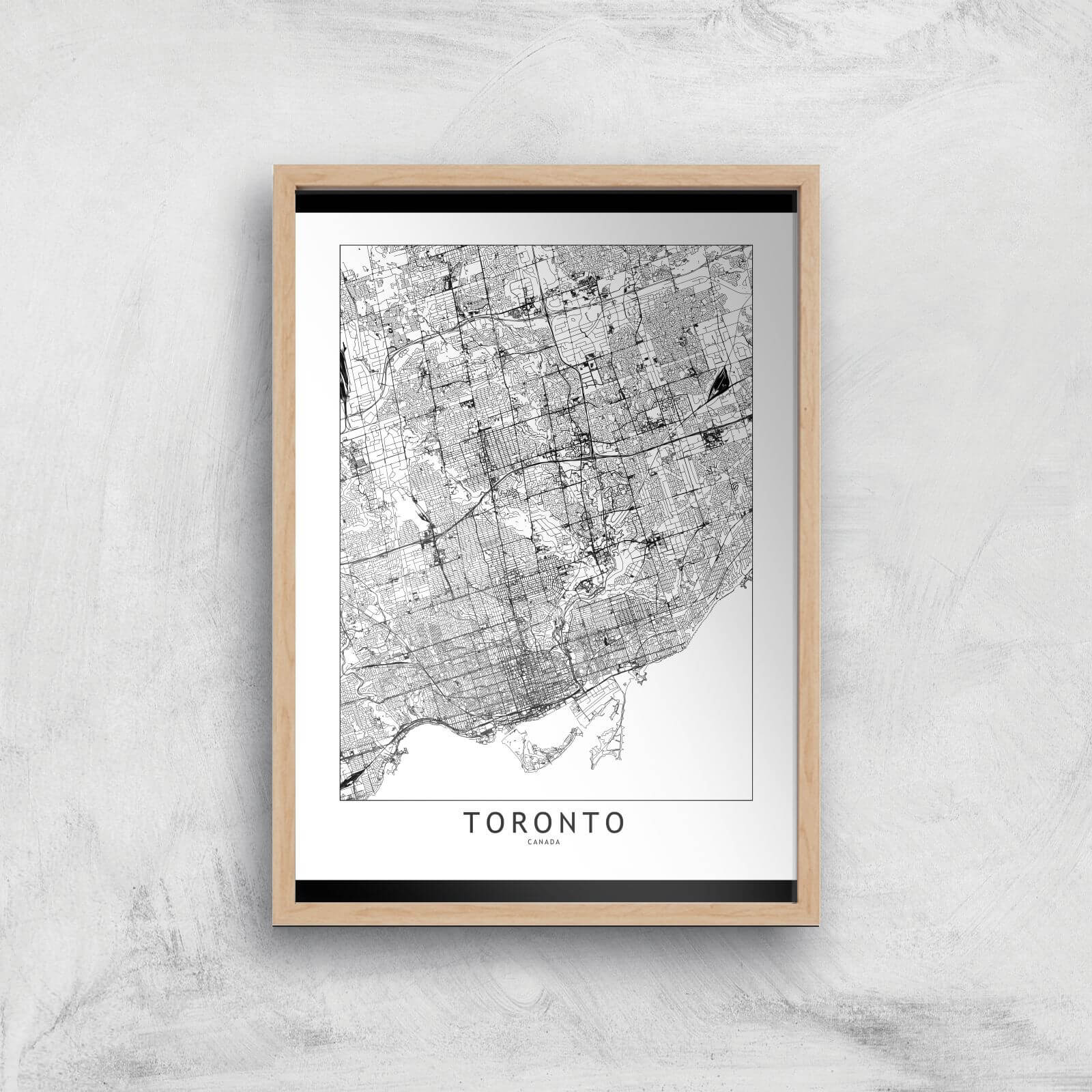 Toronto Light City Map Giclee Art Print - A3 - Wooden Frame