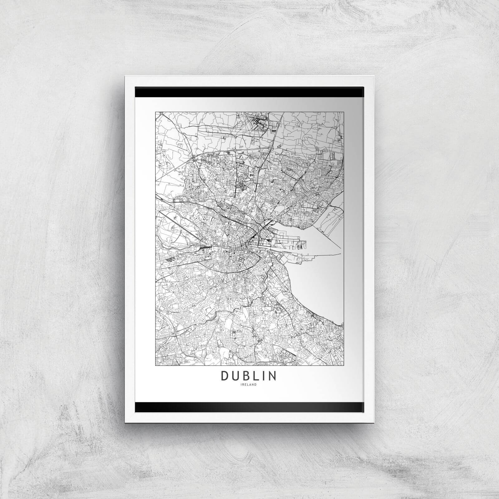 Dublin Light City Map Giclee Art Print - A2 - White Frame