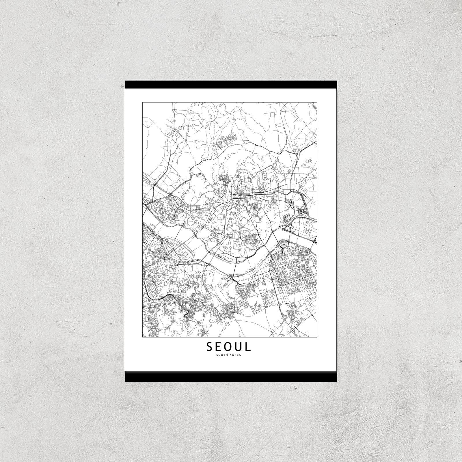 Seoul Light City Map Giclee Art Print - A4 - Print Only