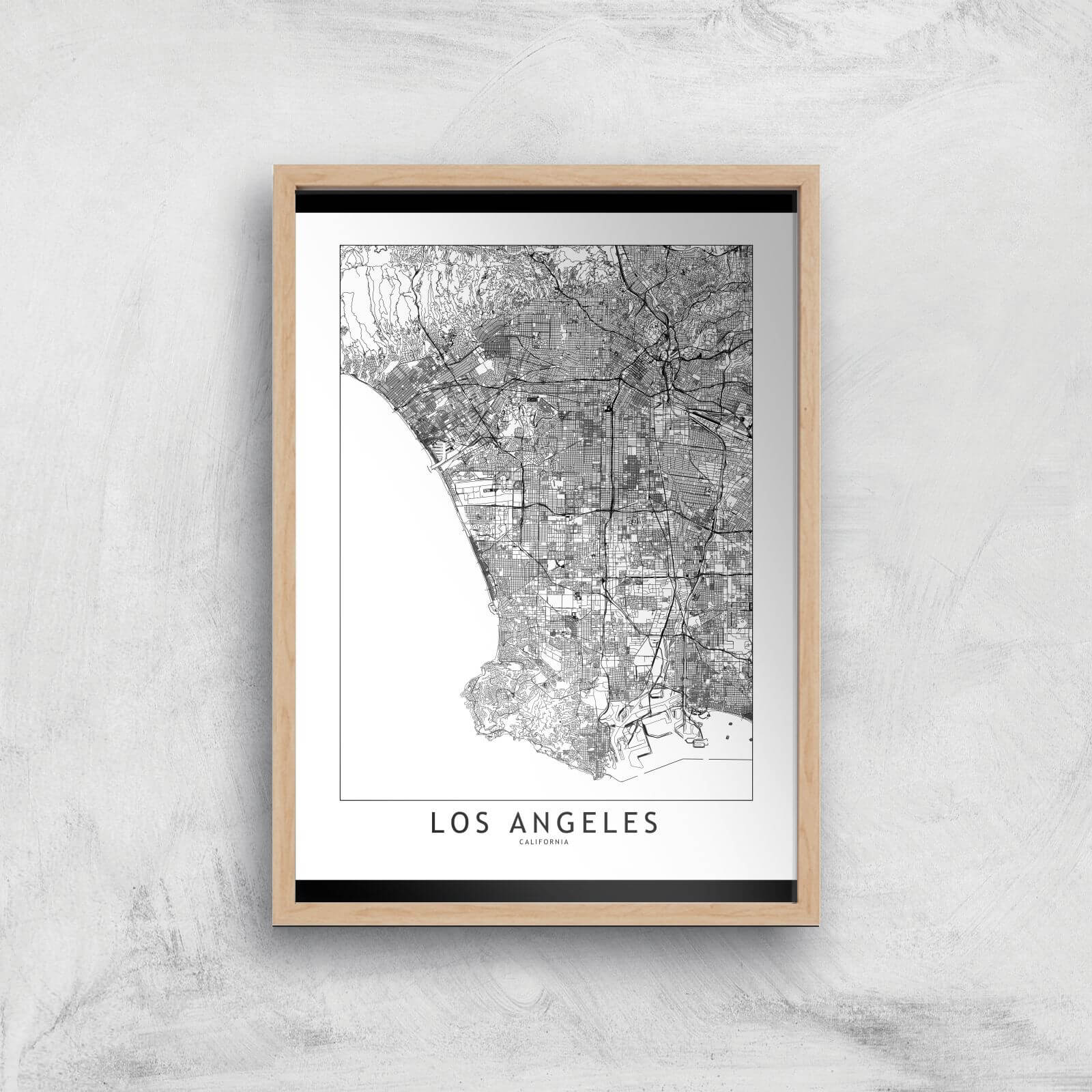 Los Angeles Light City Map Giclee Art Print - A3 - Wooden Frame