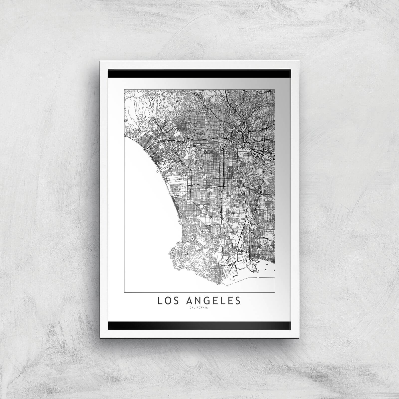 Los Angeles Light City Map Giclee Art Print - A3 - White Frame