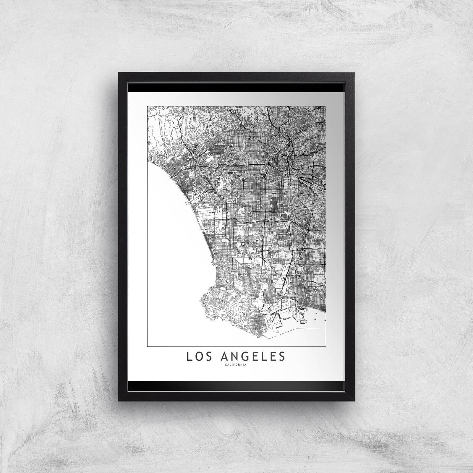Los Angeles Light City Map Giclee Art Print - A3 - Black Frame