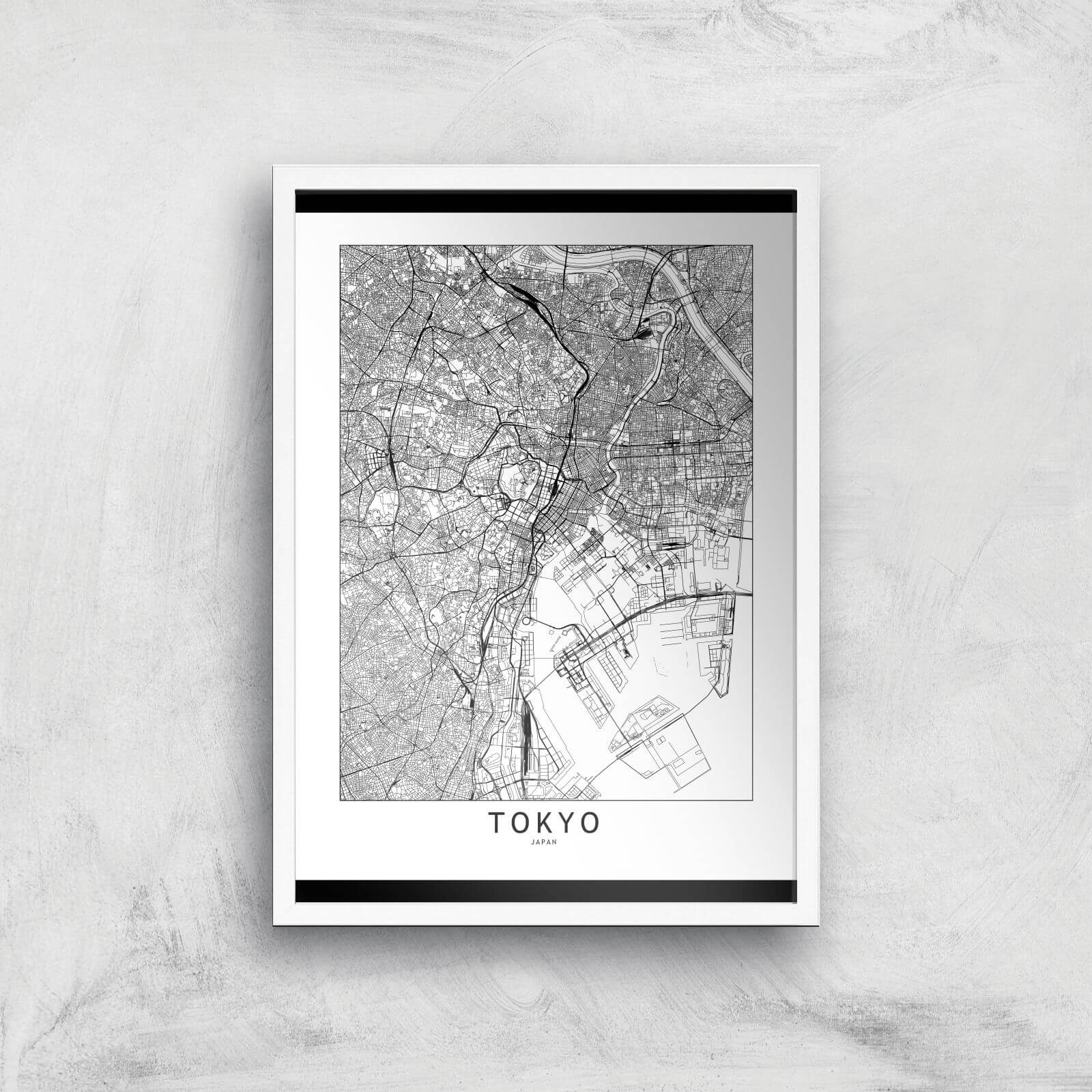 Tokyo Light City Map Giclee Art Print - A3 - White Frame