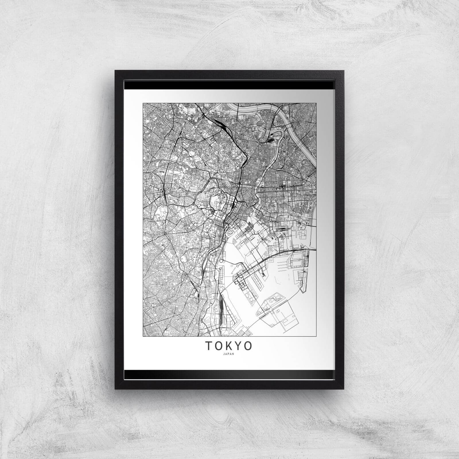 Tokyo Light City Map Giclee Art Print - A2 - Black Frame