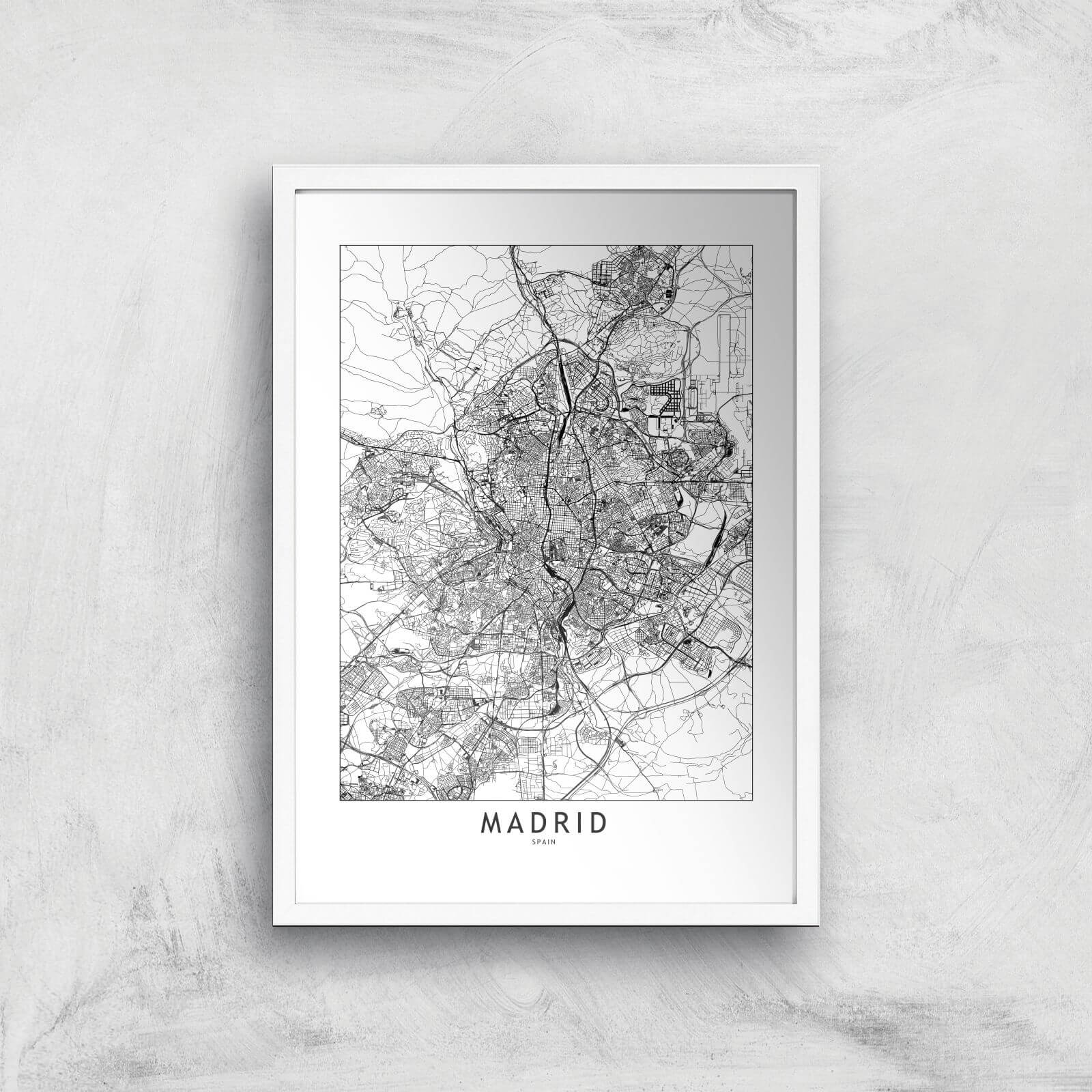 Madrid Light City Map Giclee Art Print - A3 - White Frame