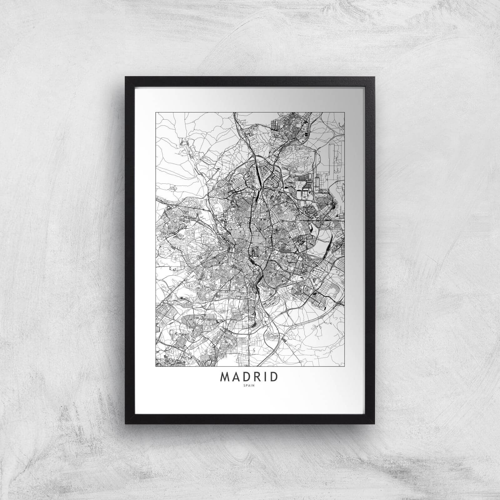 Madrid Light City Map Giclee Art Print - A3 - Black Frame