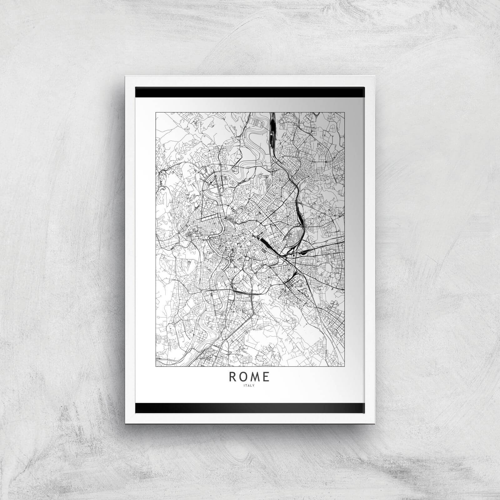 Rome Light City Map Giclee Art Print - A2 - White Frame