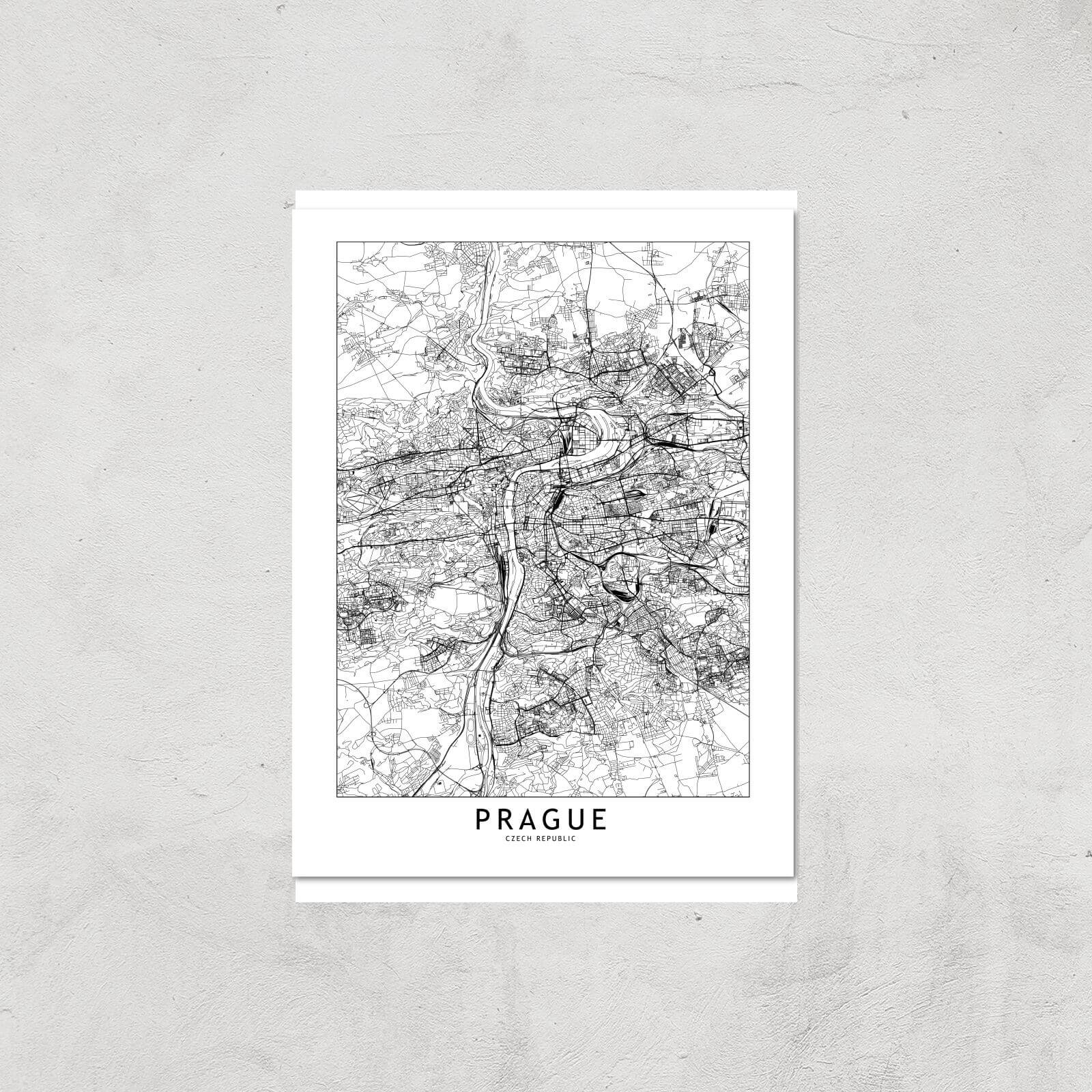 Prague Light City Map Giclee Art Print - A4 - Print Only