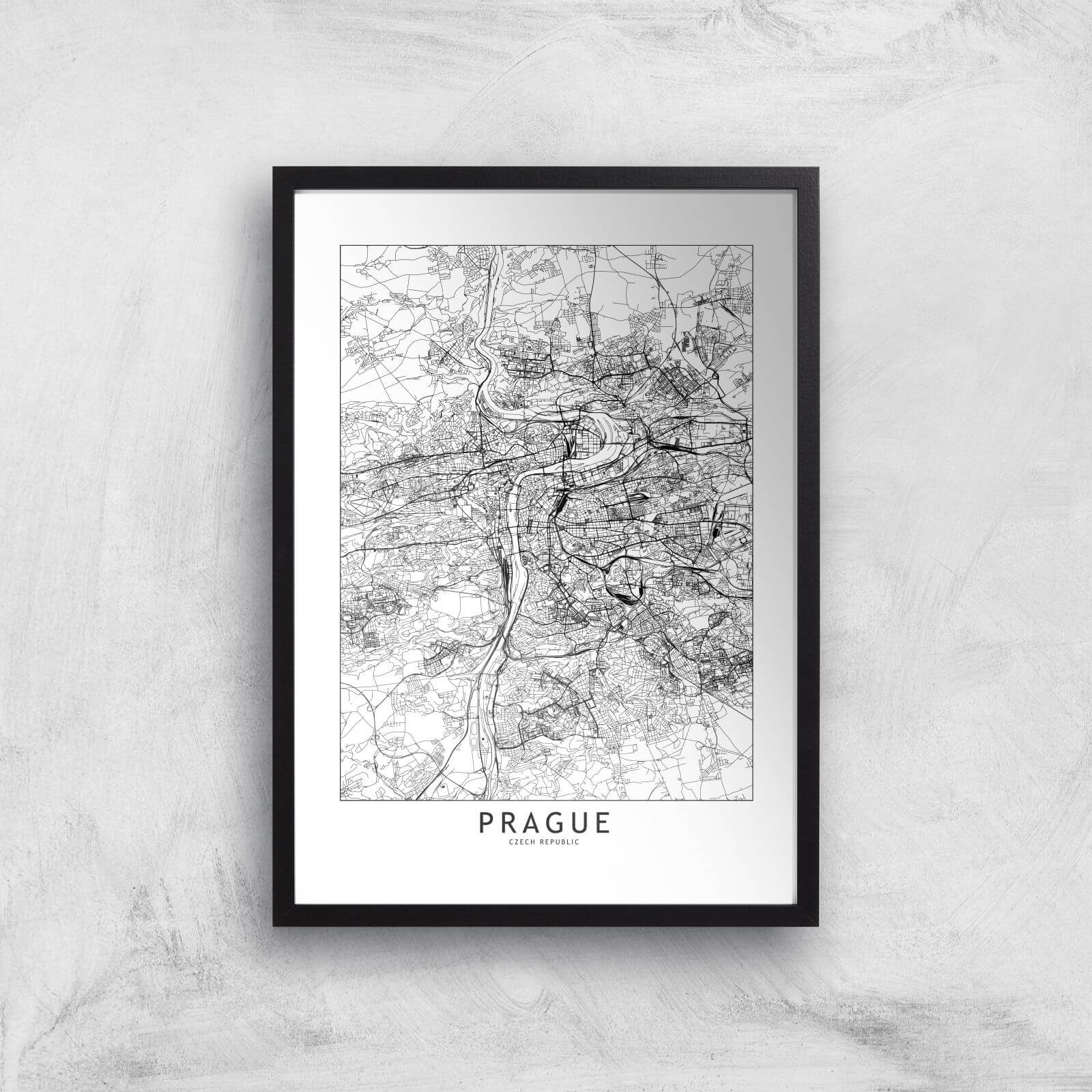 Prague Light City Map Giclee Art Print - A2 - Black Frame
