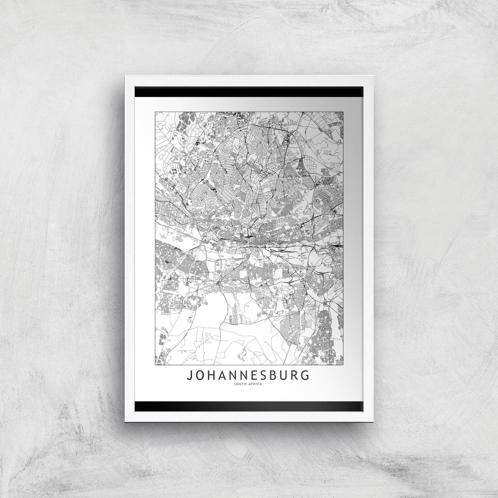 Johannesburg Light City Map Giclee Art Print - A3 - White Frame