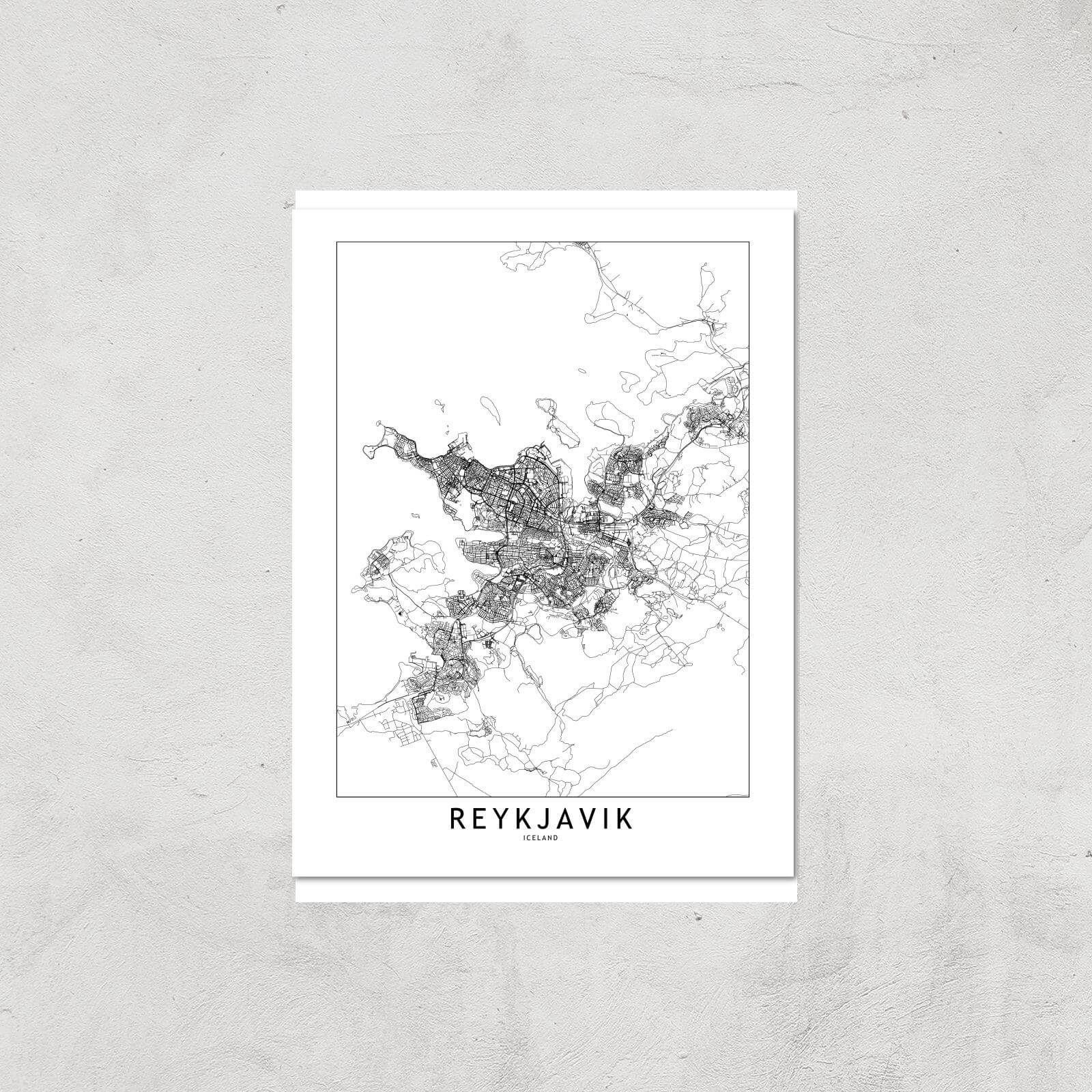 Reykjavik Light City Map Giclee Art Print - A4 - Print Only