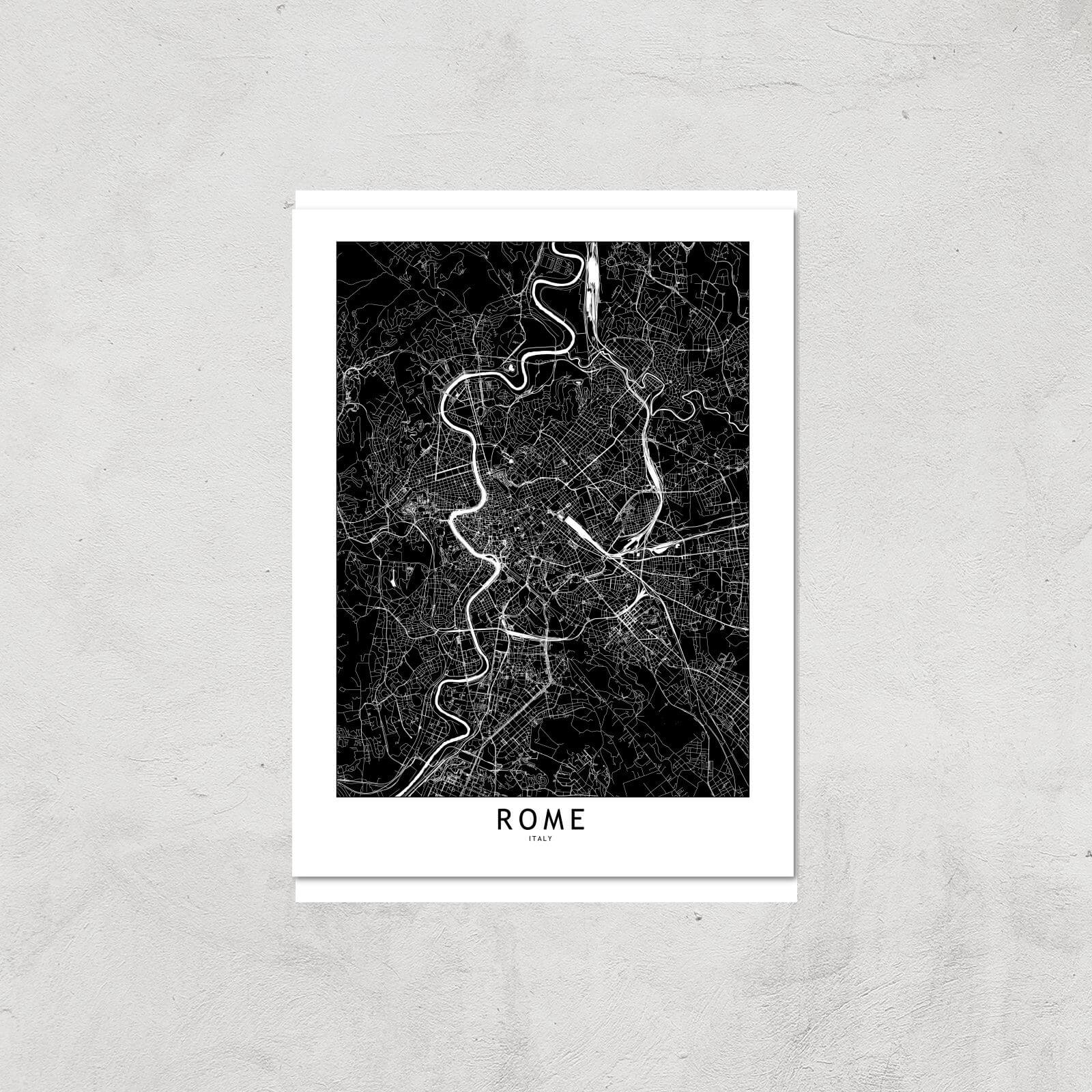 Rome Dark City Map Giclee Art Print - A4 - Print Only
