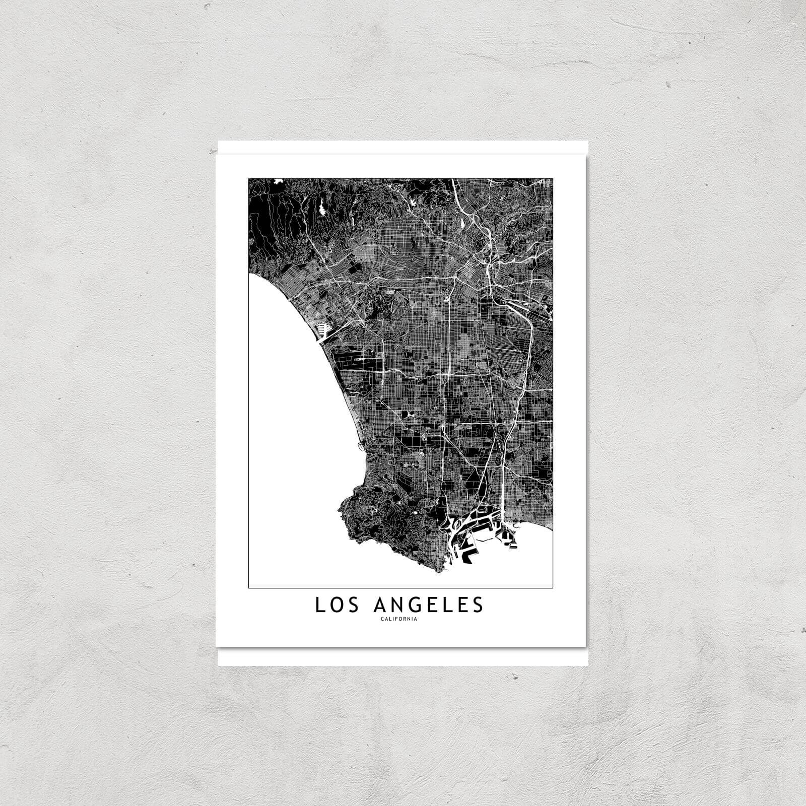 Los Angeles Dark City Map Giclee Art Print - A3 - Print Only