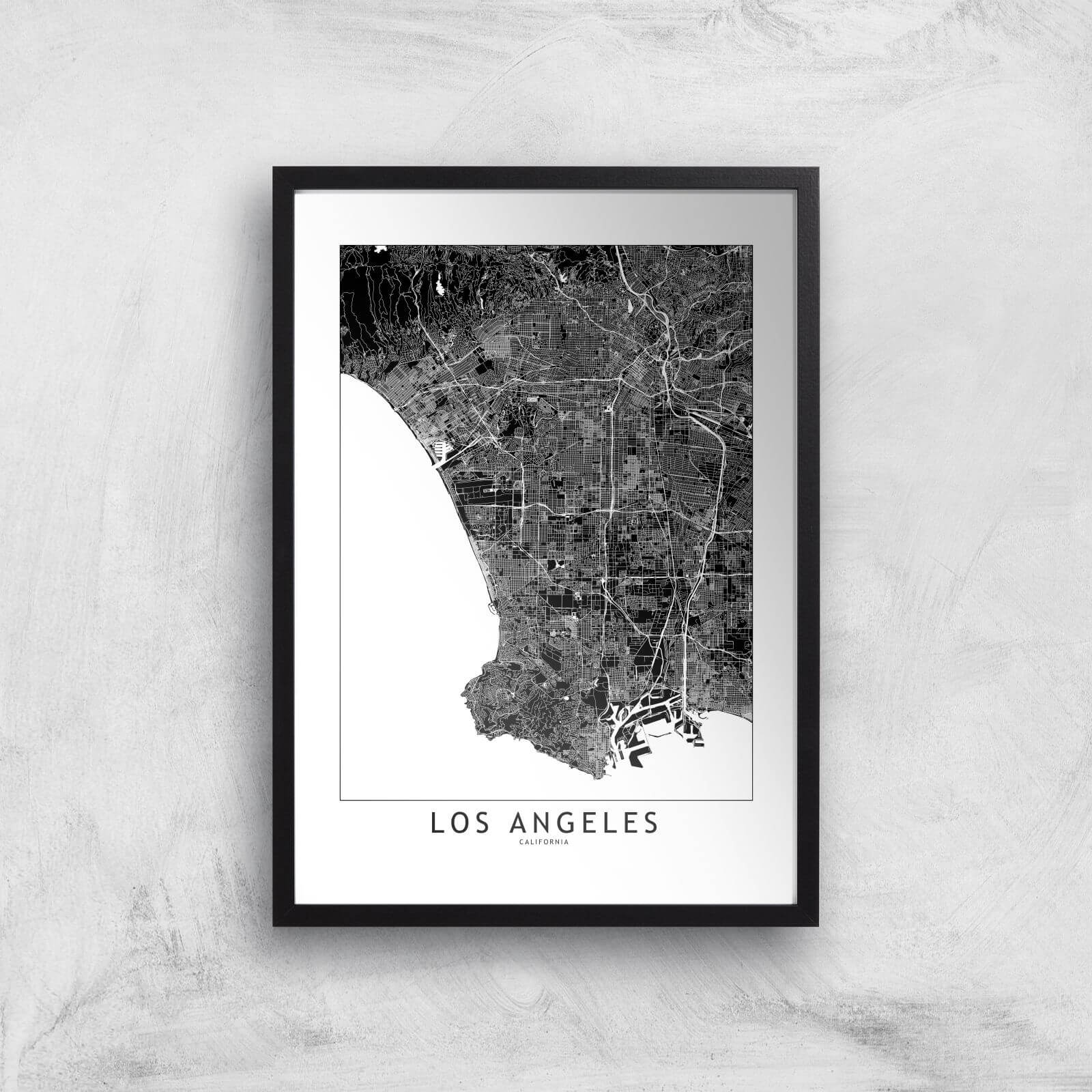 Los Angeles Dark City Map Giclee Art Print - A2 - Black Frame