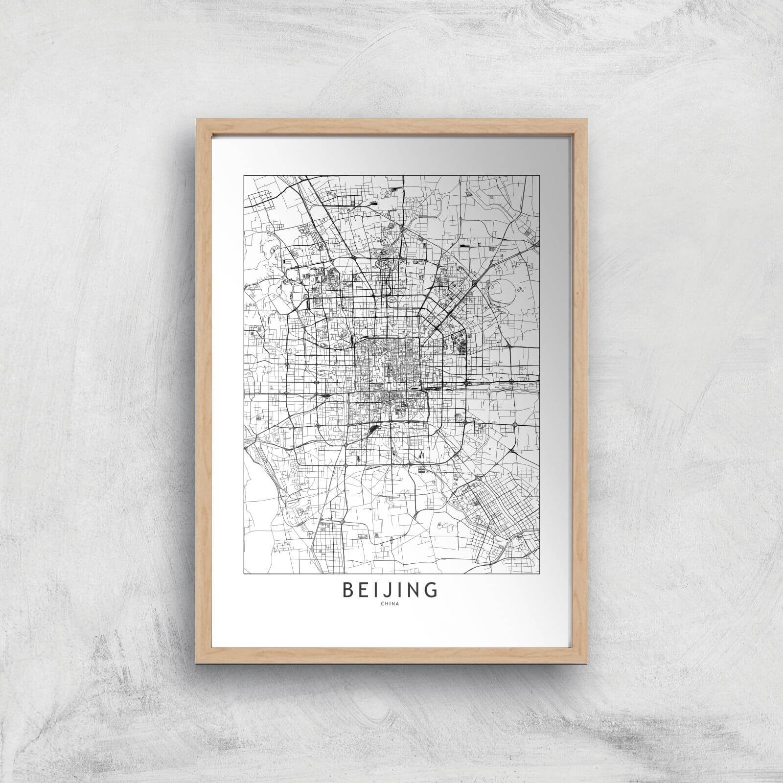 Beijing Light City Map Giclee Art Print - A3 - Wooden Frame