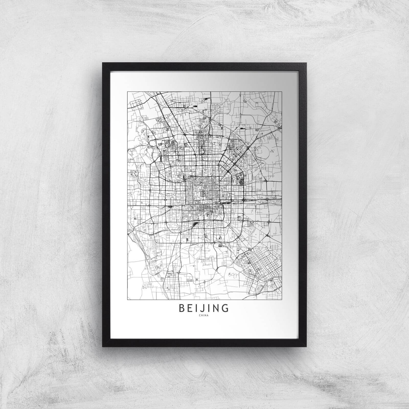 Beijing Light City Map Giclee Art Print - A3 - Black Frame