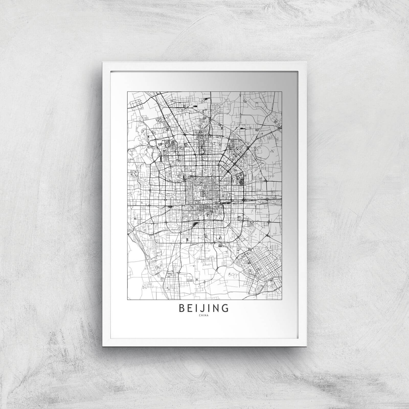 Beijing Light City Map Giclee Art Print - A2 - White Frame