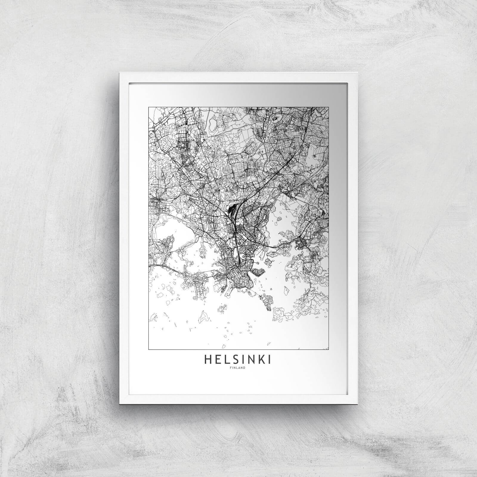 Helsinki Light City Map Giclee Art Print - A2 - White Frame