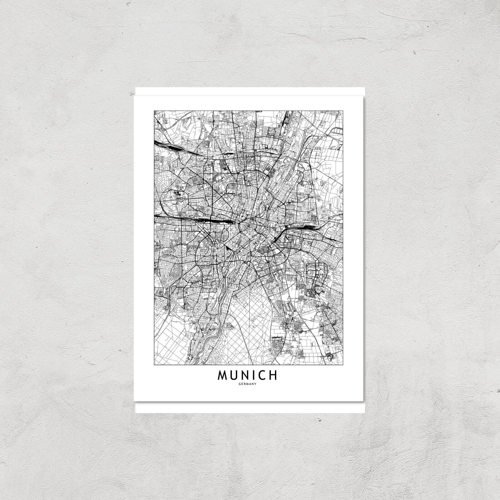 Munich Light City Map Giclee Art Print - A4 - Print Only