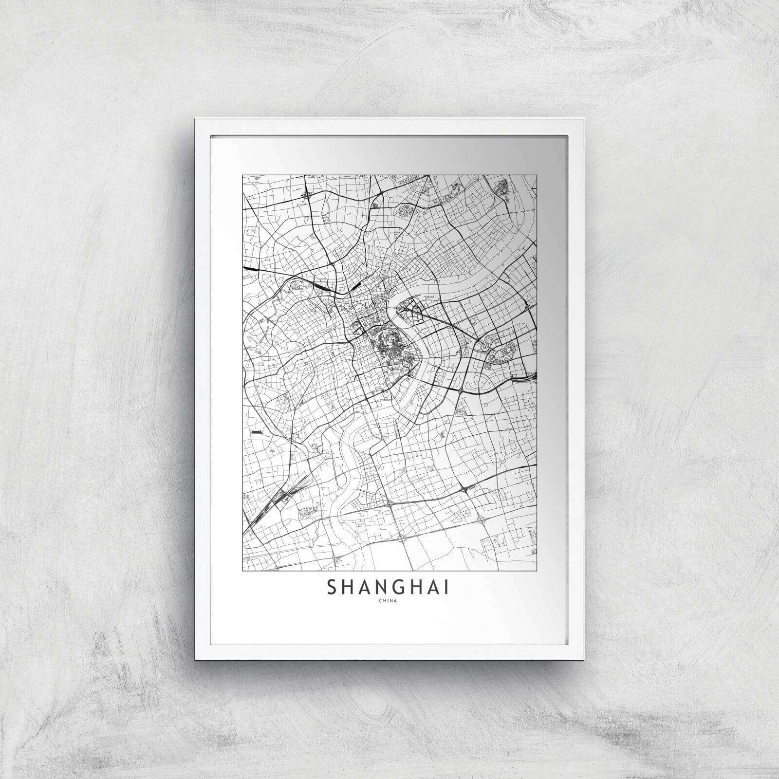 Shanghai Light City Map Giclee Art Print - A3 - White Frame