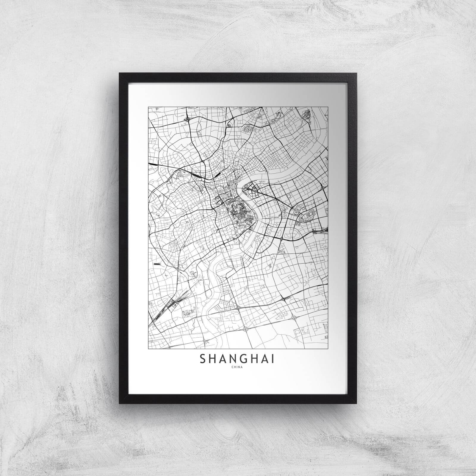 Shanghai Light City Map Giclee Art Print - A3 - Black Frame