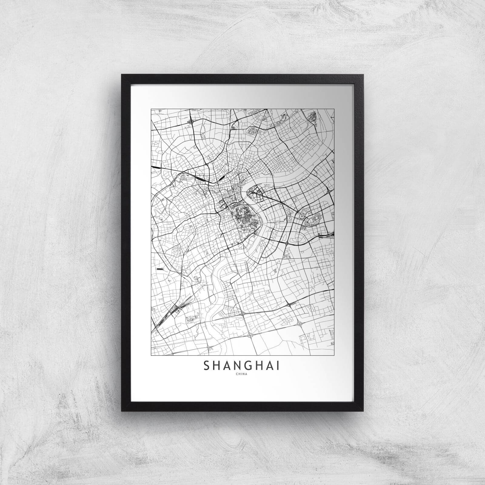 Shanghai Light City Map Giclee Art Print - A2 - Black Frame