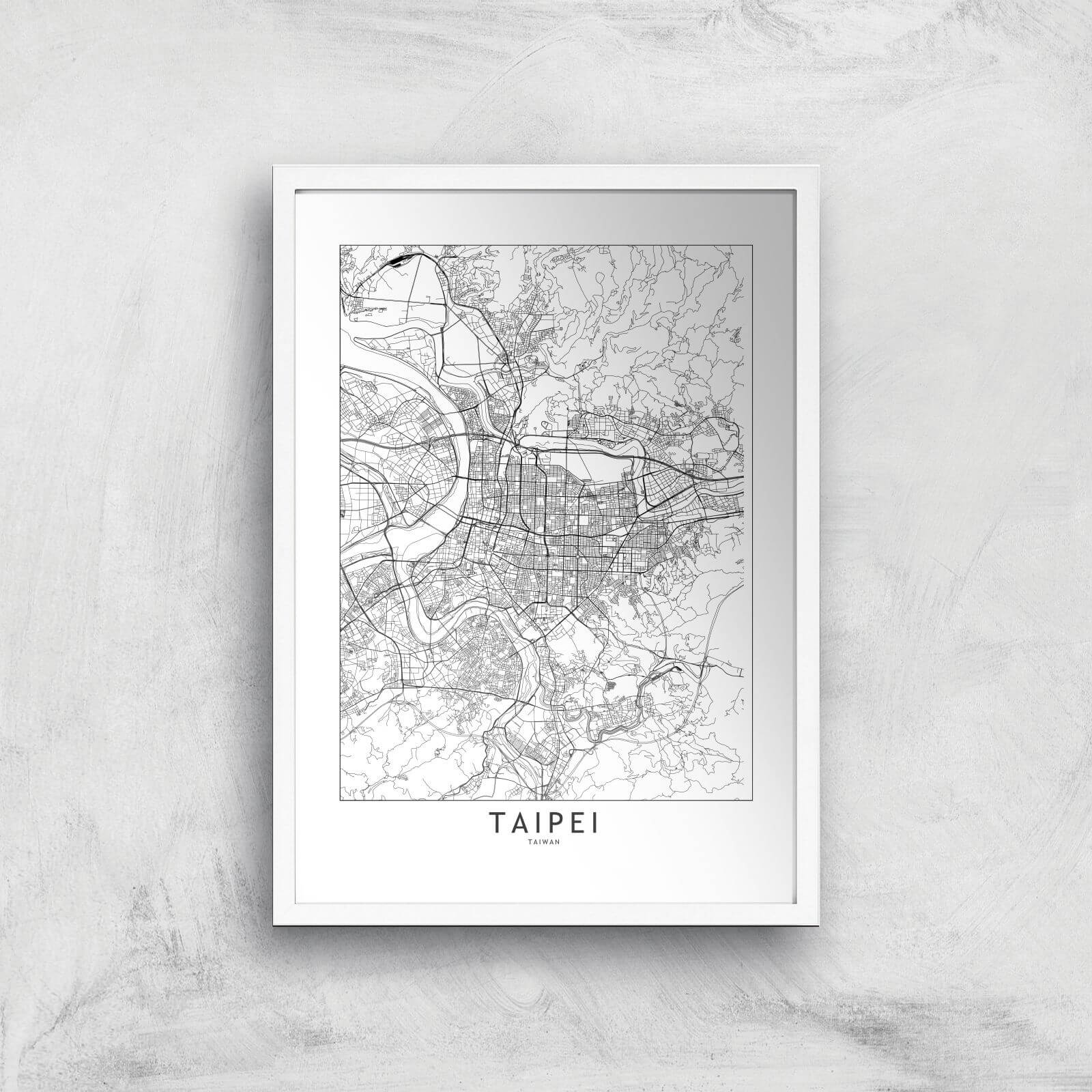 Taipei Light City Map Giclee Art Print - A3 - White Frame