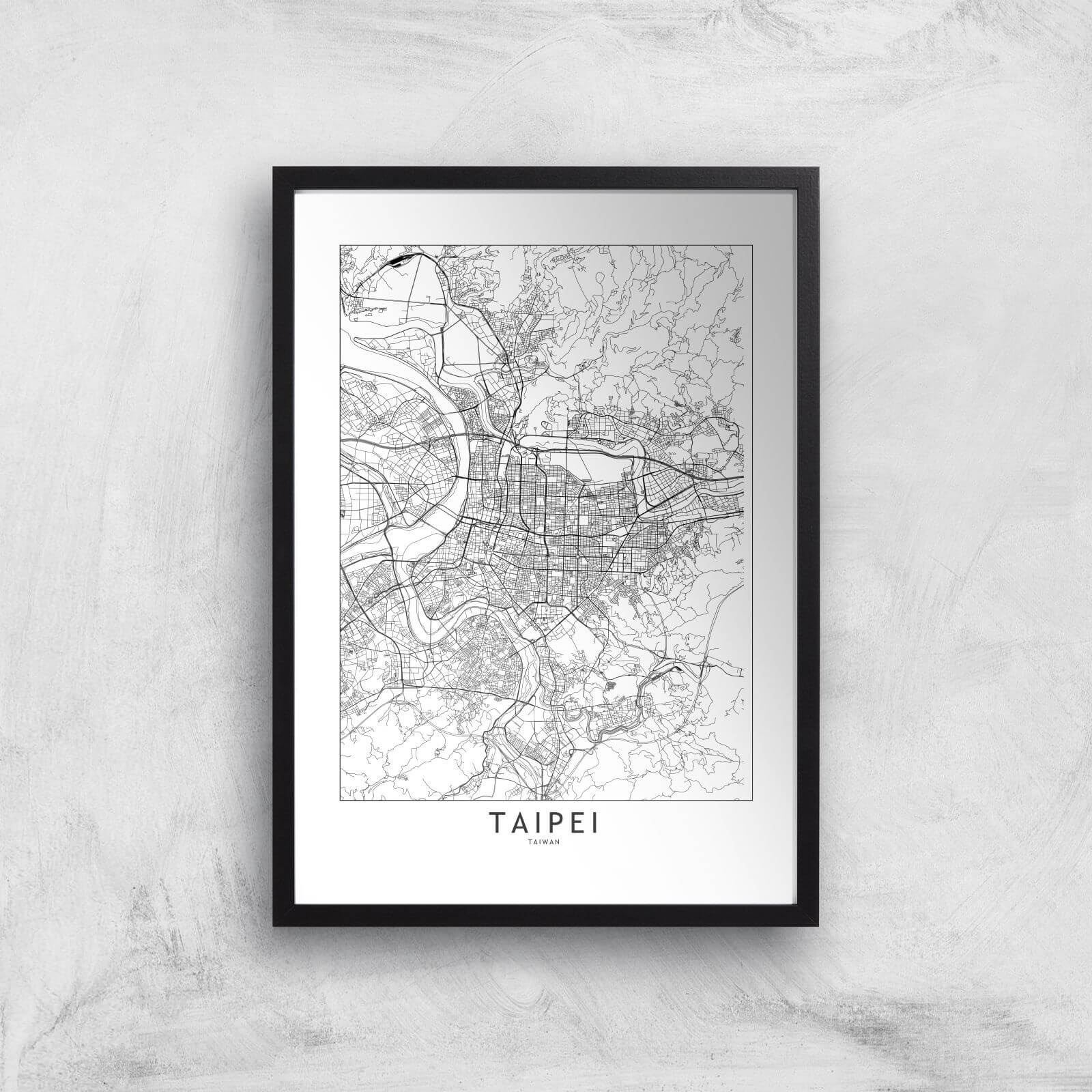 Taipei Light City Map Giclee Art Print - A3 - Black Frame