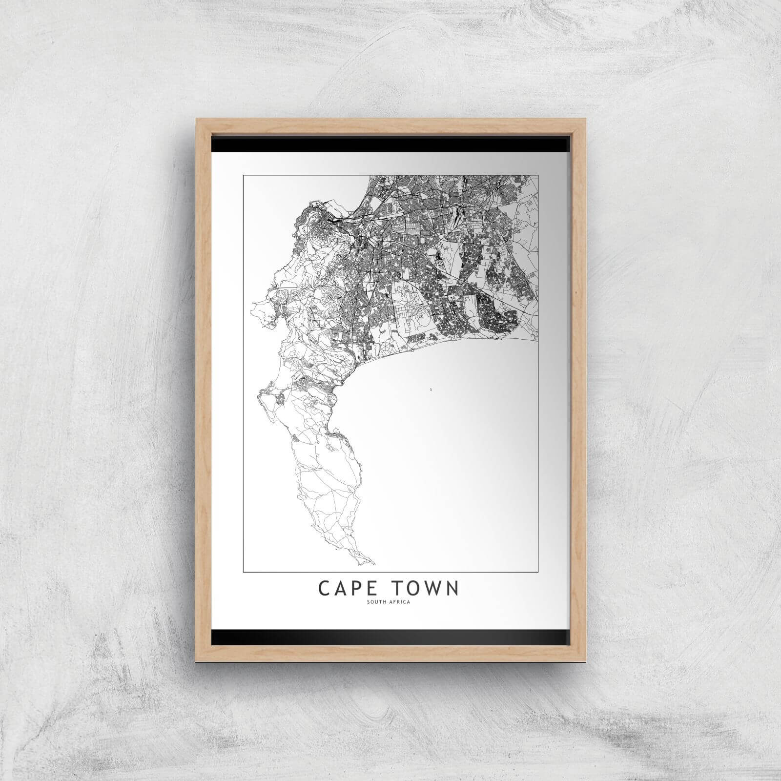 Cape Town Light City Map Giclee Art Print - A2 - Wooden Frame