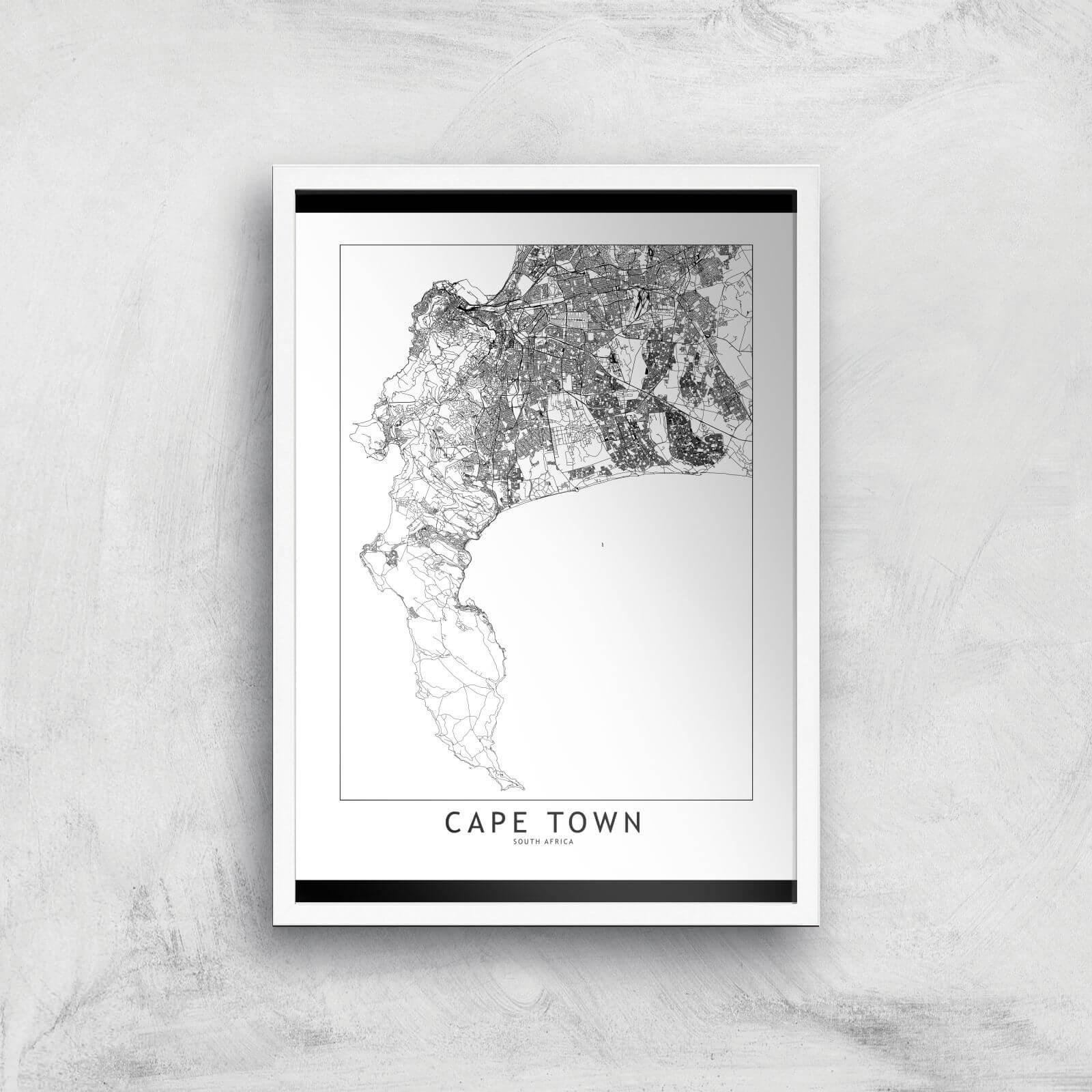 Cape Town Light City Map Giclee Art Print - A2 - White Frame
