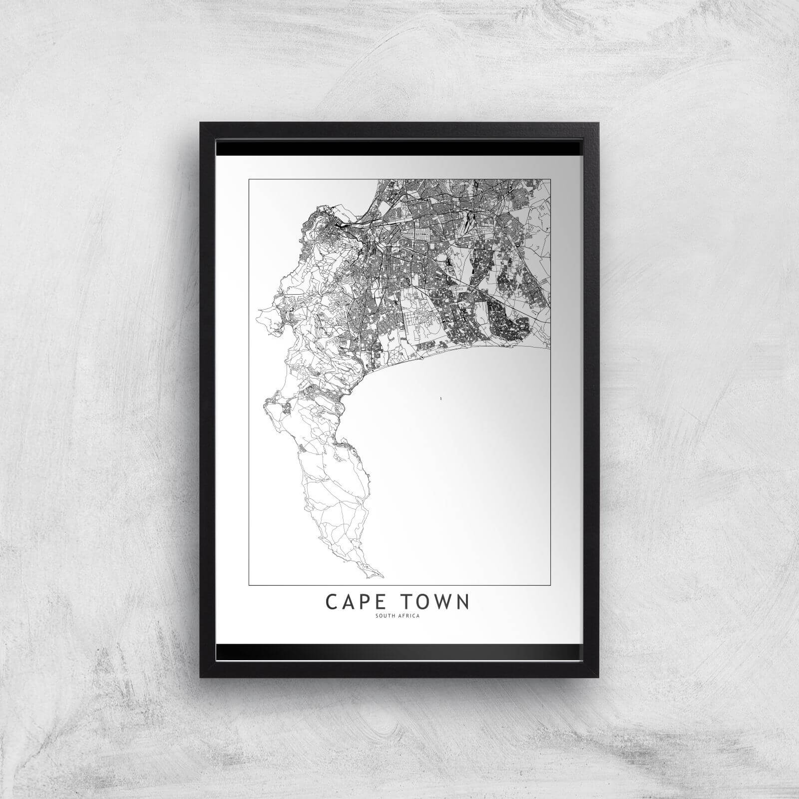 Cape Town Light City Map Giclee Art Print - A2 - Black Frame