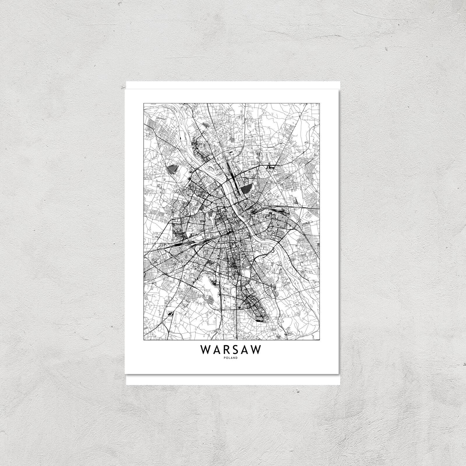 Warsaw Light City Map Giclee Art Print - A3 - Print Only