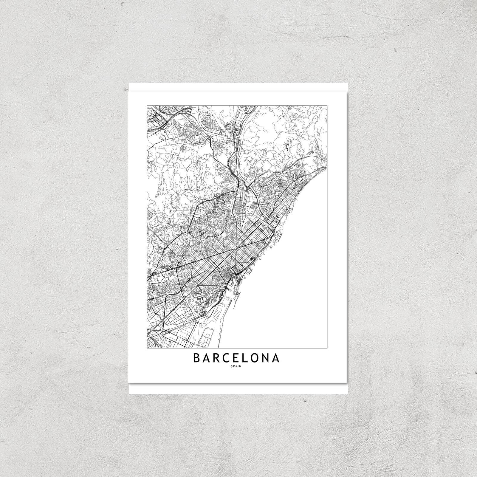 Barcelona Light City Map Giclee Art Print - A3 - Print Only