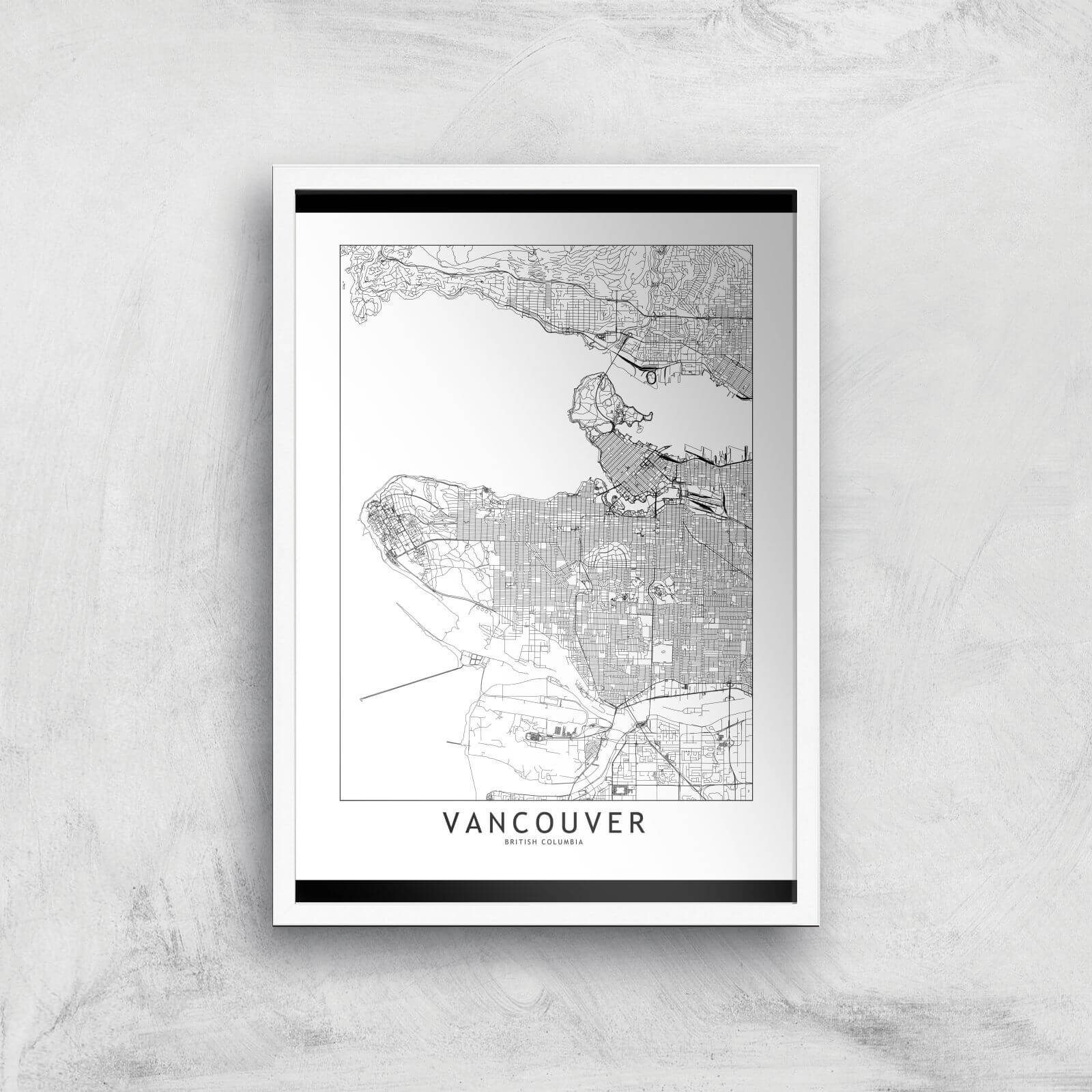 Vancouver Light City Map Giclee Art Print - A2 - White Frame