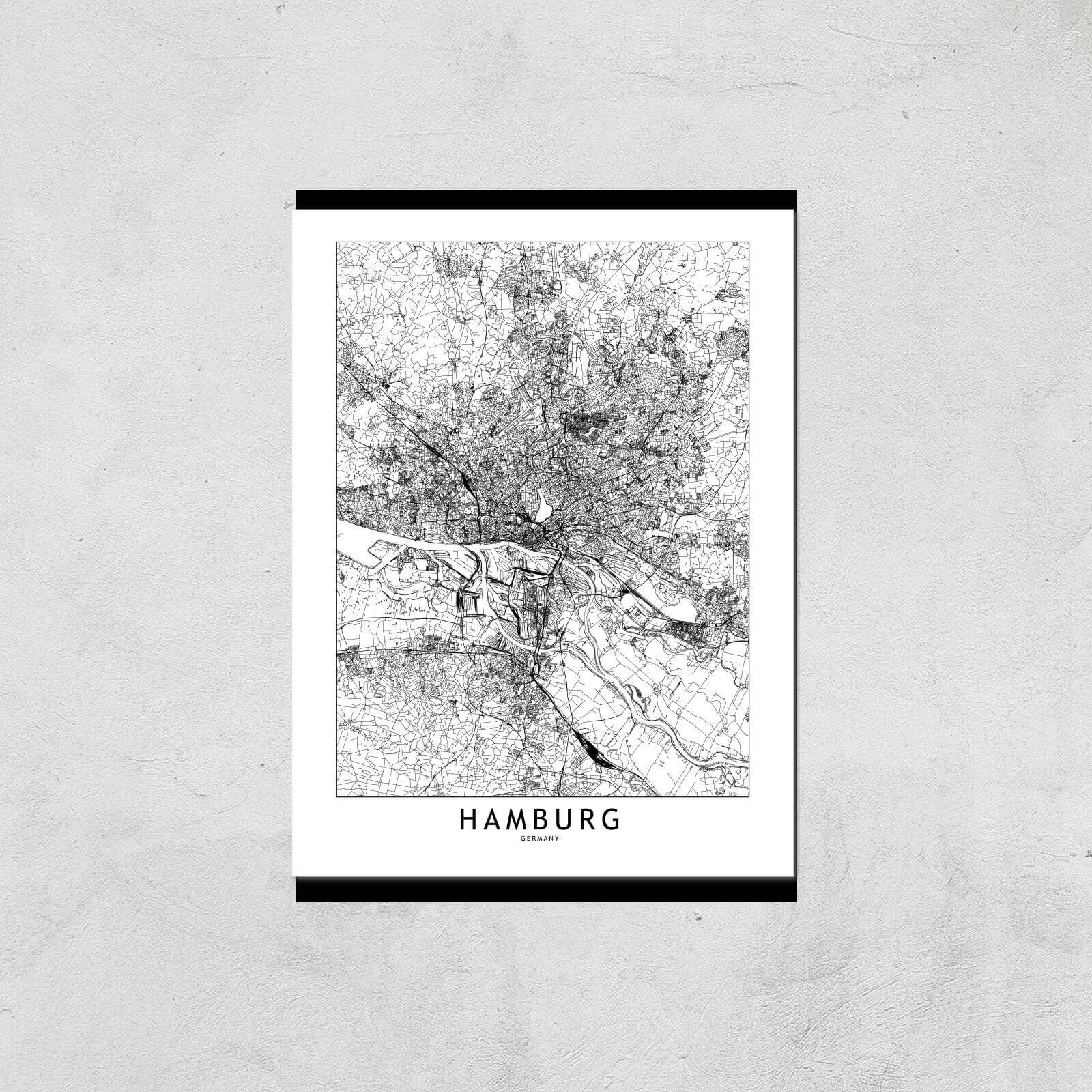 Hamburg Light City Map Giclee Art Print - A4 - Print Only