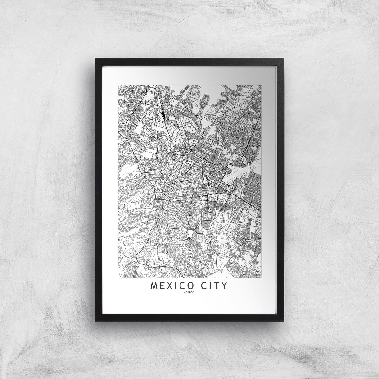 Mexico Light City Map Giclee Art Print - A3 - Black Frame