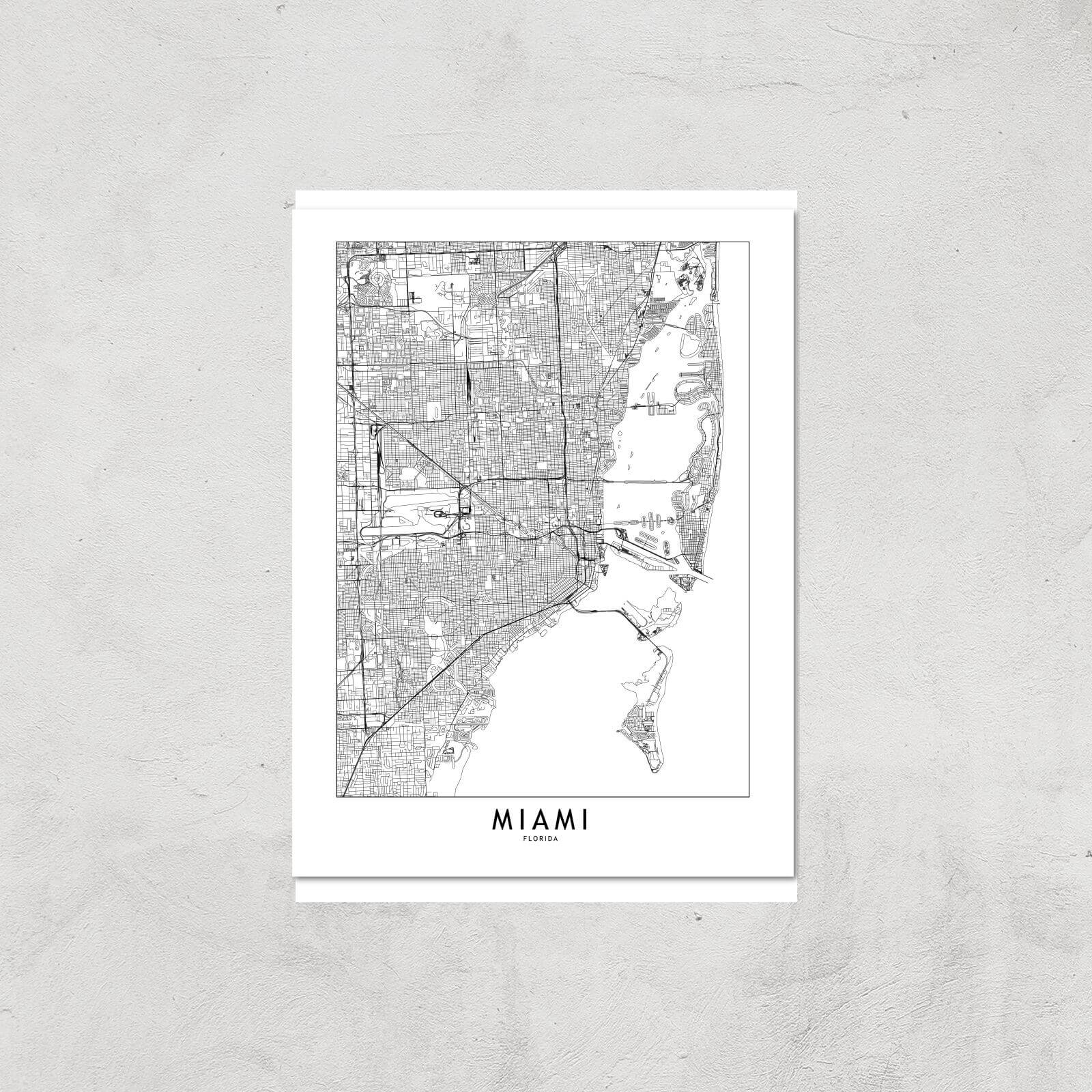 Miami Light City Map Giclee Art Print - A3 - Print Only