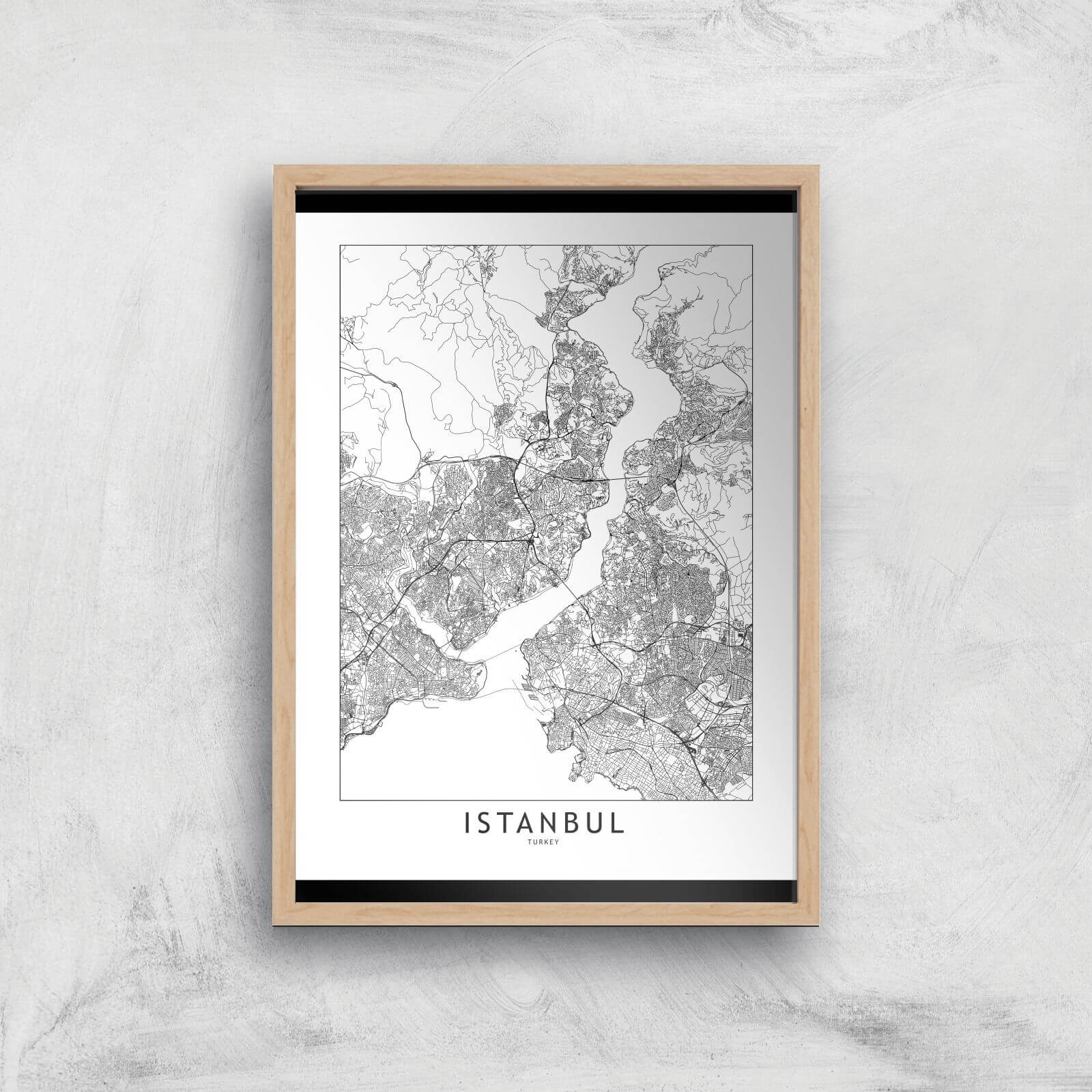 Istanbul Light City Map Giclee Art Print - A3 - Wooden Frame