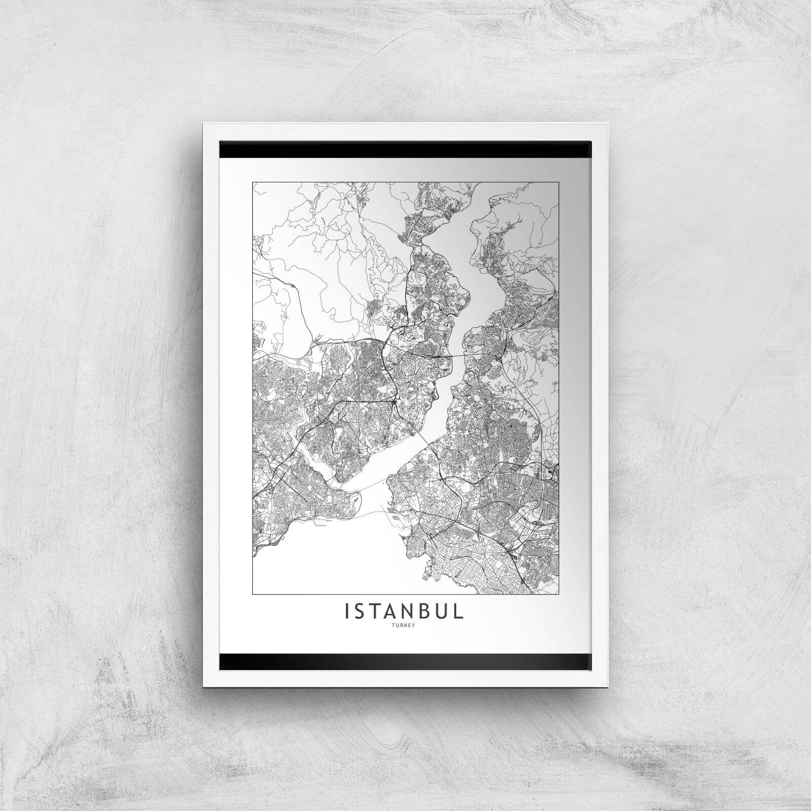 Istanbul Light City Map Giclee Art Print - A3 - White Frame