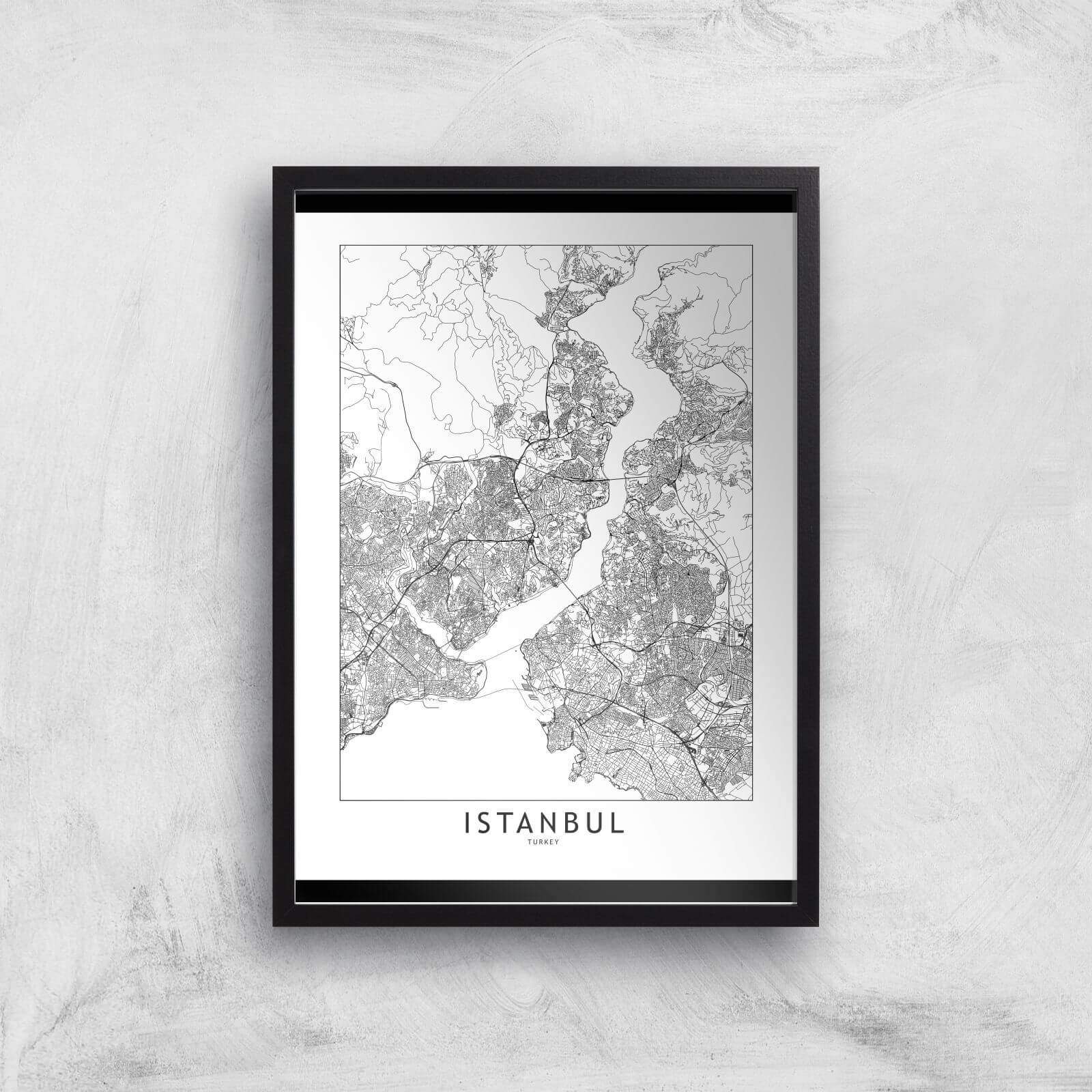Istanbul Light City Map Giclee Art Print - A3 - Black Frame
